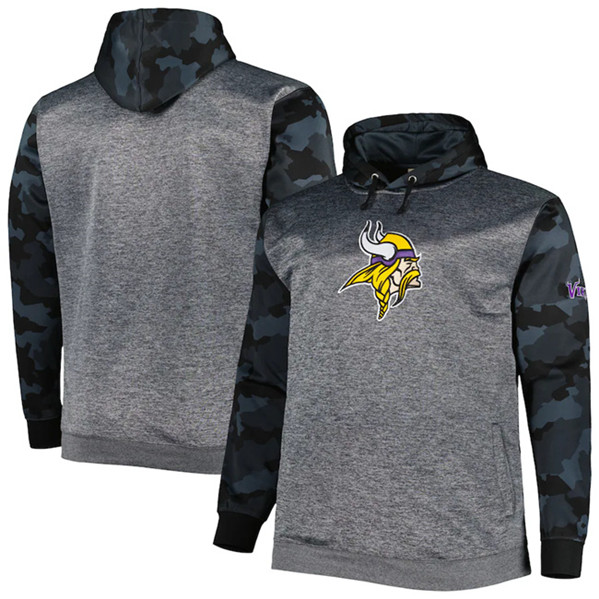 Men's Minnesota Vikings Heather Charcoal Big & Tall Camo Pullover Hoodie